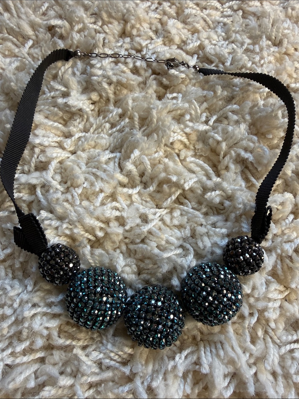Swarovski Black and Teal Crystal Ball Necklace